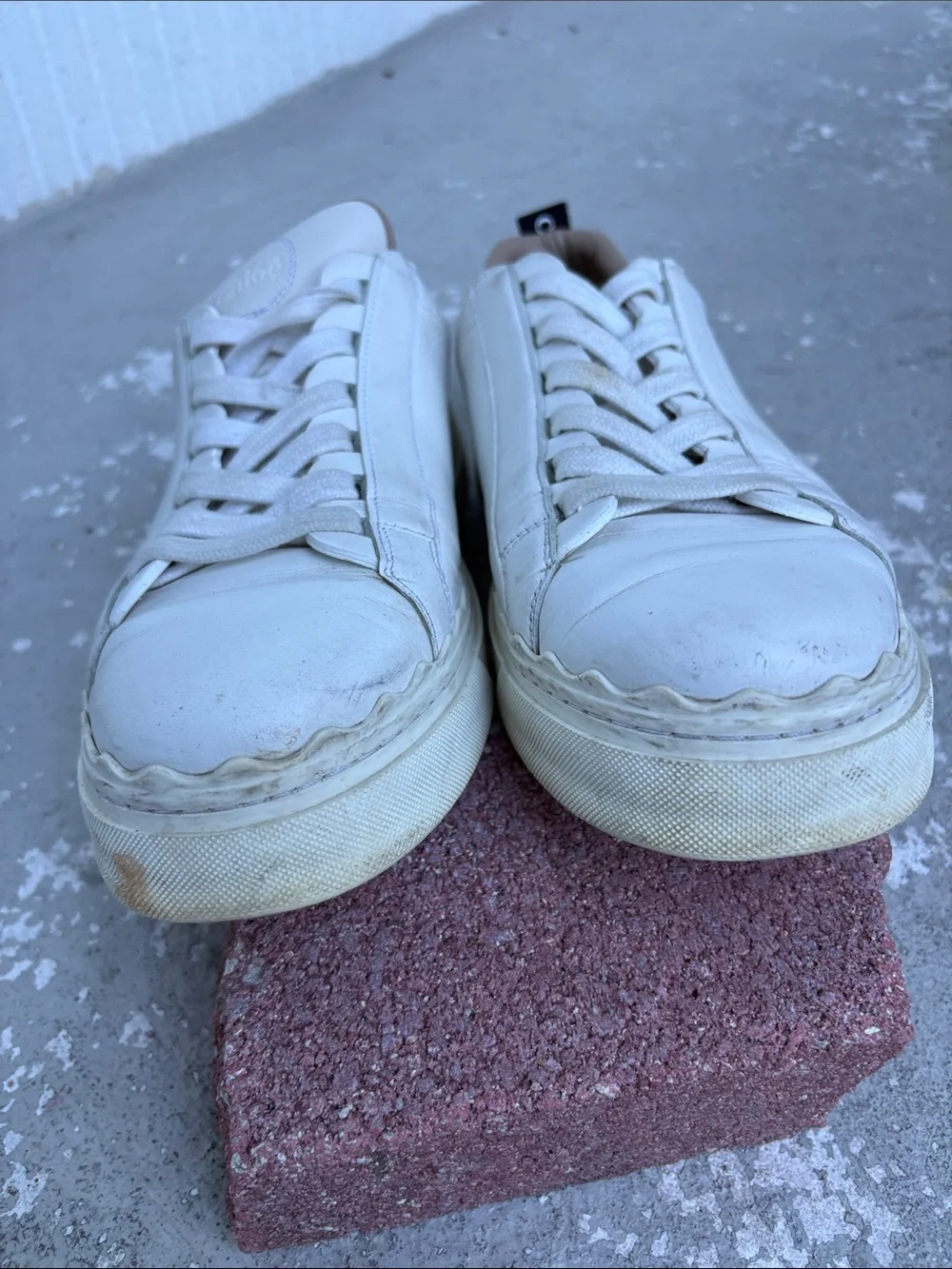 Chloe Lauren scalloped edge leather sneakers